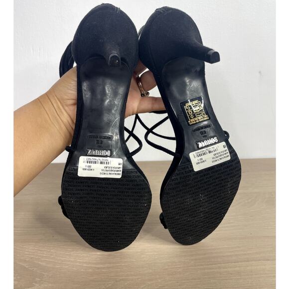 Schutz Women's Violita Starppy Suede Sandal Black 8 - Picture 6 of 6